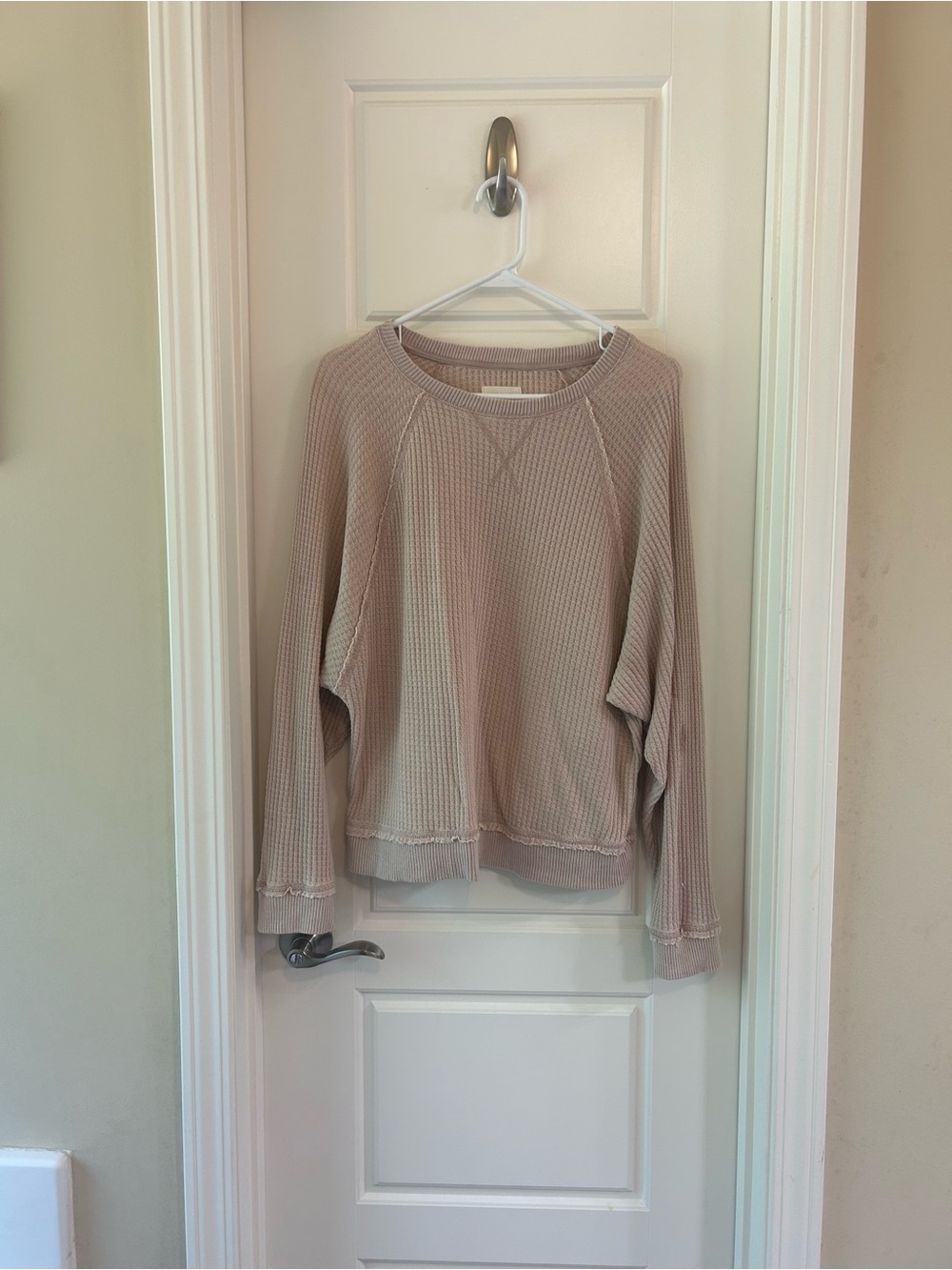 Thread & Supply Waffle-Knit Scoop Neck Sweater in Taupe